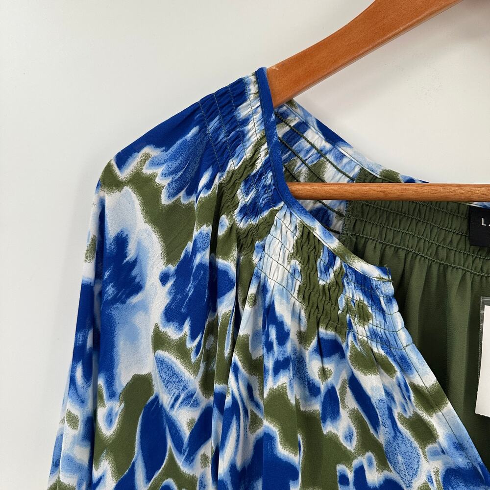 LANE BRYANT NWT Smocked Neck Waist Blue Green Midi Dress // 24 - Picture 7 of 15